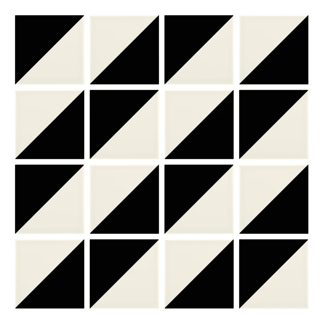 Patrón 2 de colocación de Azulejo Trigone Crema 10x10 Negro Brillo