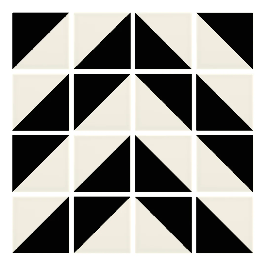 Patrón 4 de colocación de Azulejo Trigone Crema 10x10 Negro Brillo