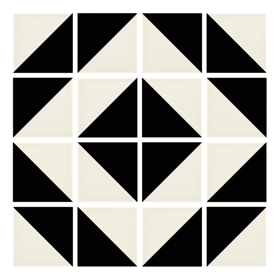 Patrón 5 de colocación de Azulejo Trigone Crema 10x10 Negro Brillo