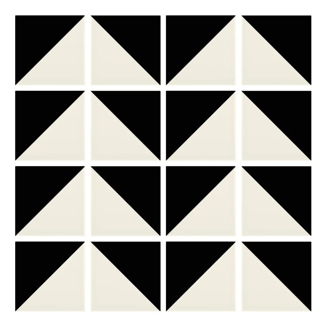 Patrón 6 de colocación de Azulejo Trigone Crema 10x10 Negro Brillo