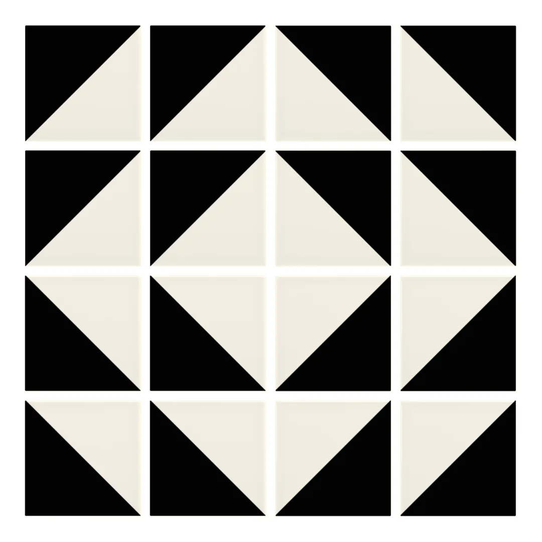 Patrón 7 de colocación de Azulejo Trigone Crema 10x10 Negro Brillo