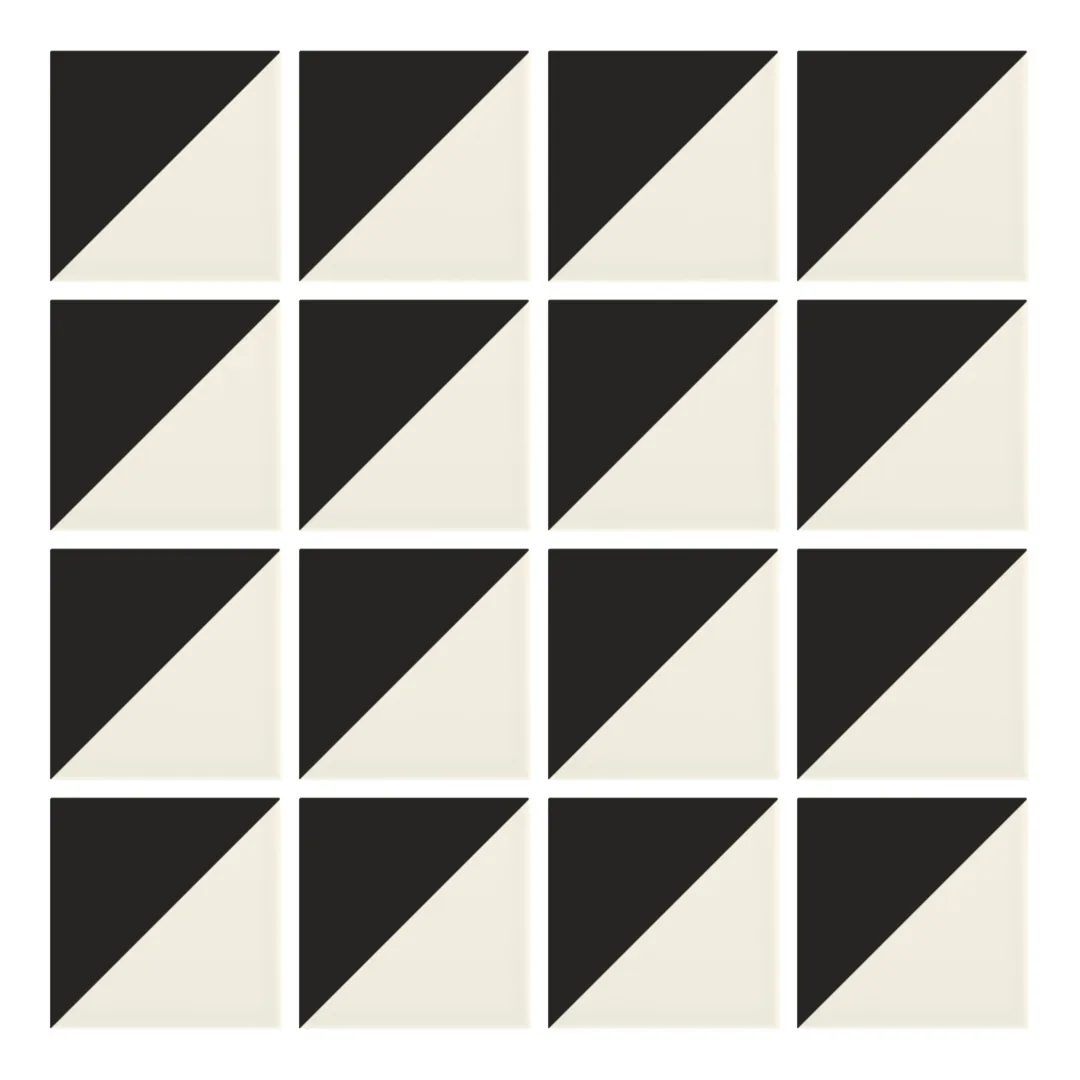 Patrón 1 de colocación de Azulejo Trigone Crema 10x10 Negro Mate