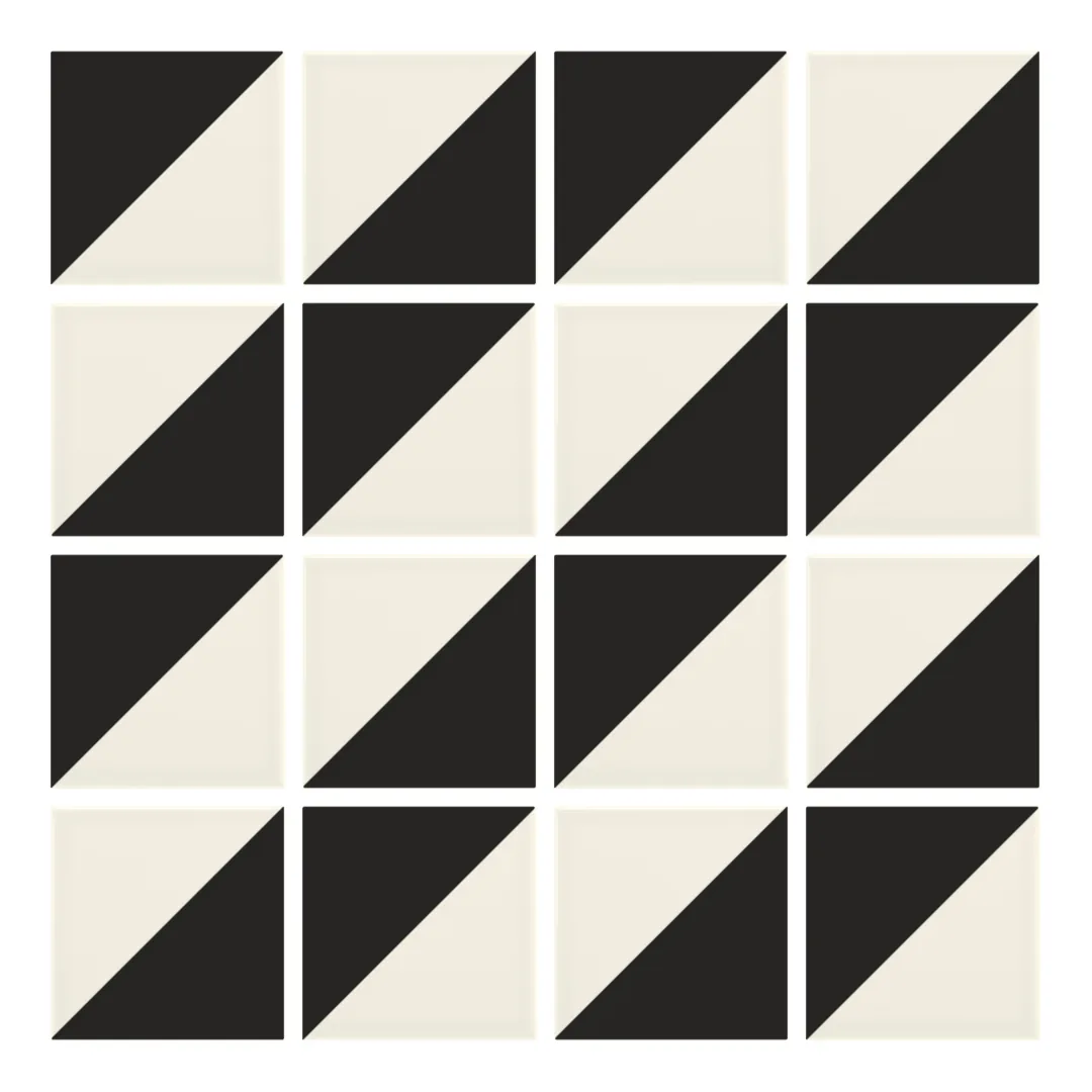 Patrón 2 de colocación de Azulejo Trigone Crema 10x10 Negro Mate