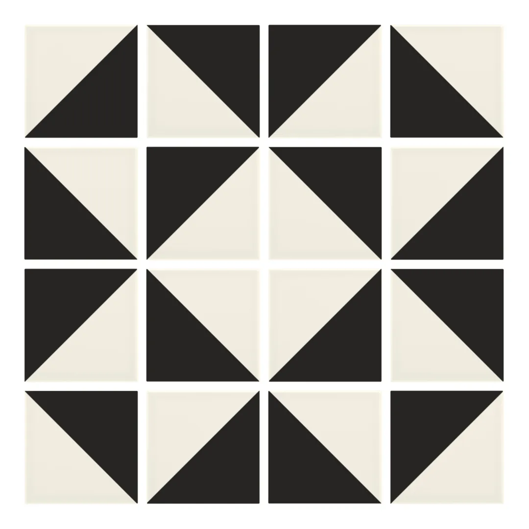 Patrón 3 de colocación de Azulejo Trigone Crema 10x10 Negro Mate