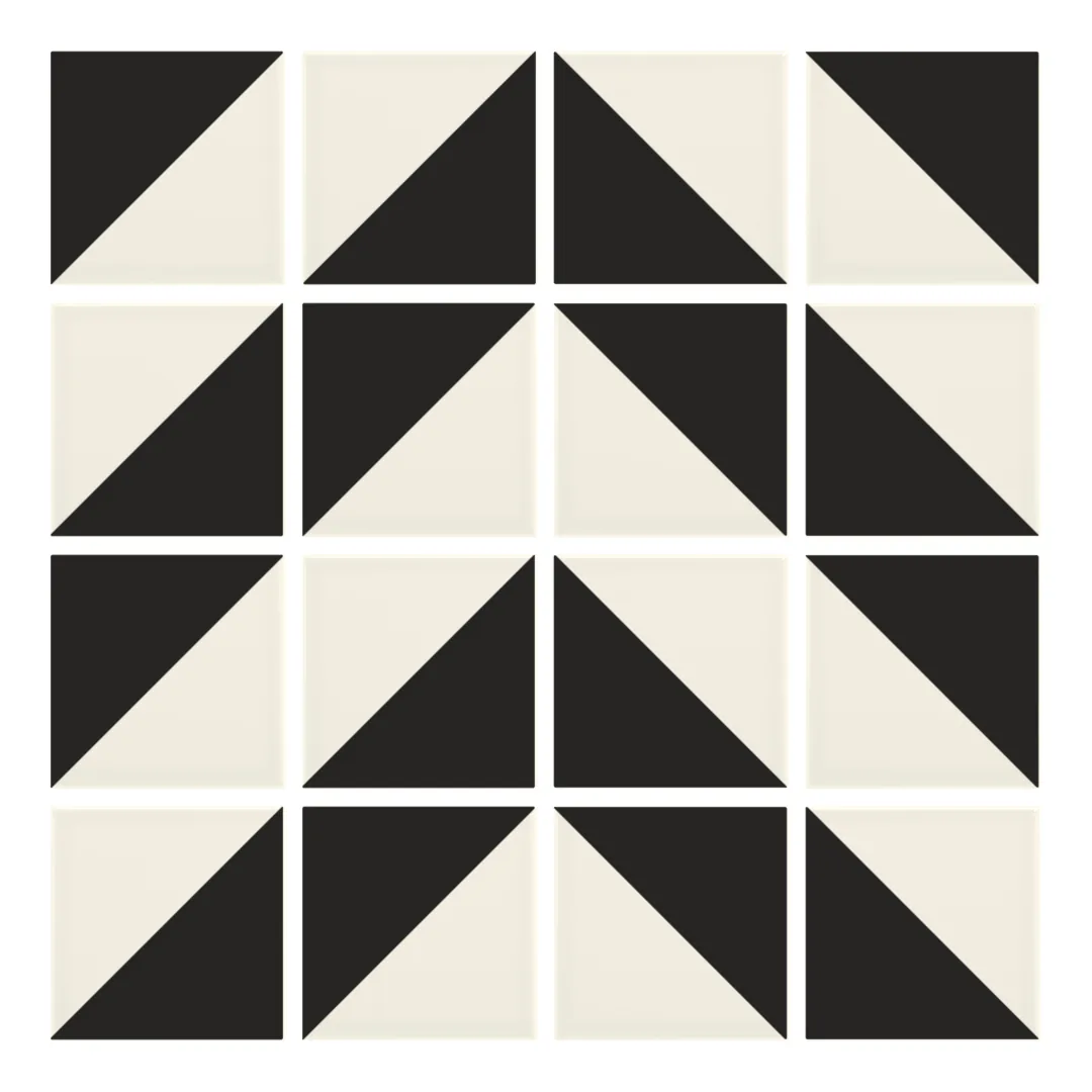 Patrón 4 de colocación de Azulejo Trigone Crema 10x10 Negro Mate