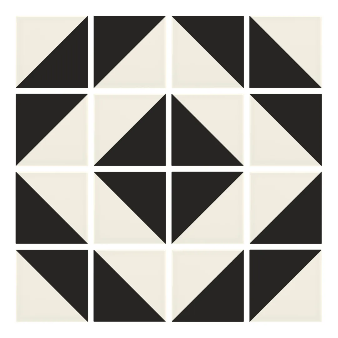 Patrón 5 de colocación de Azulejo Trigone Crema 10x10 Negro Mate