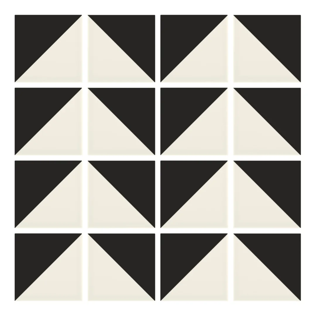 Patrón 6 de colocación de Azulejo Trigone Crema 10x10 Negro Mate