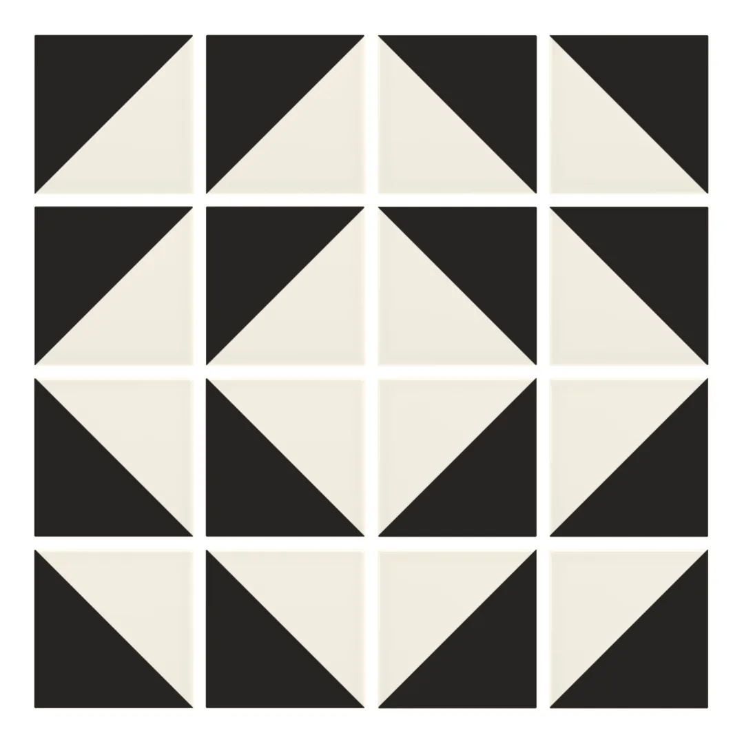 Patrón 7 de colocación de Azulejo Trigone Crema 10x10 Negro Mate