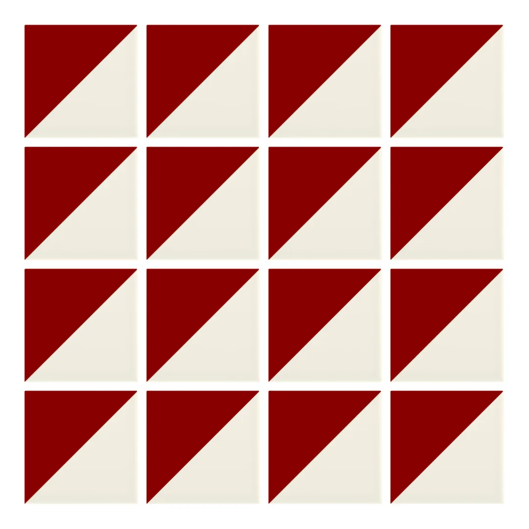 Patrón 1 de colocación de Azulejo Trigone Crema 10x10 Rojo Brillo