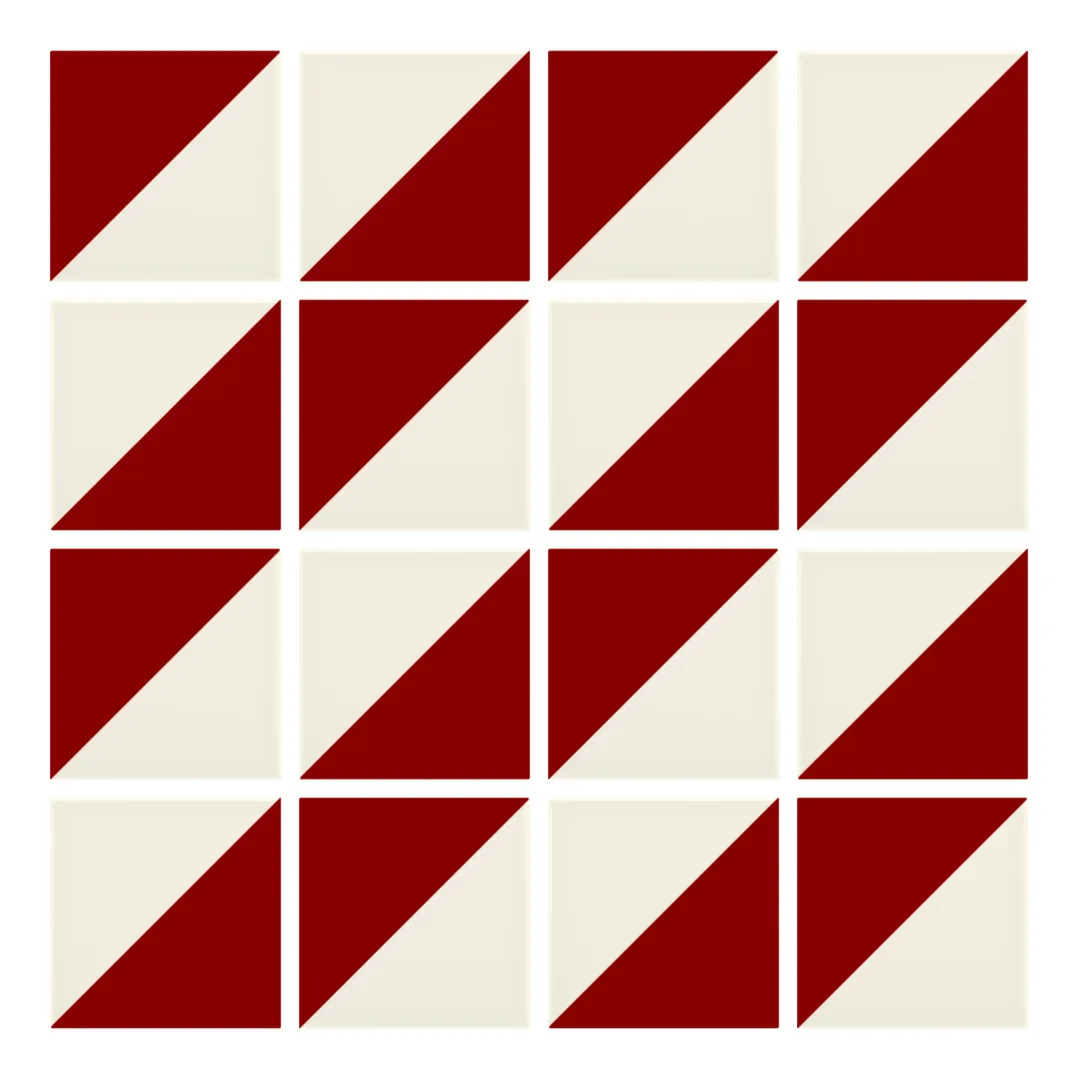 Patrón 2 de colocación de Azulejo Trigone Crema 10x10 Rojo Brillo