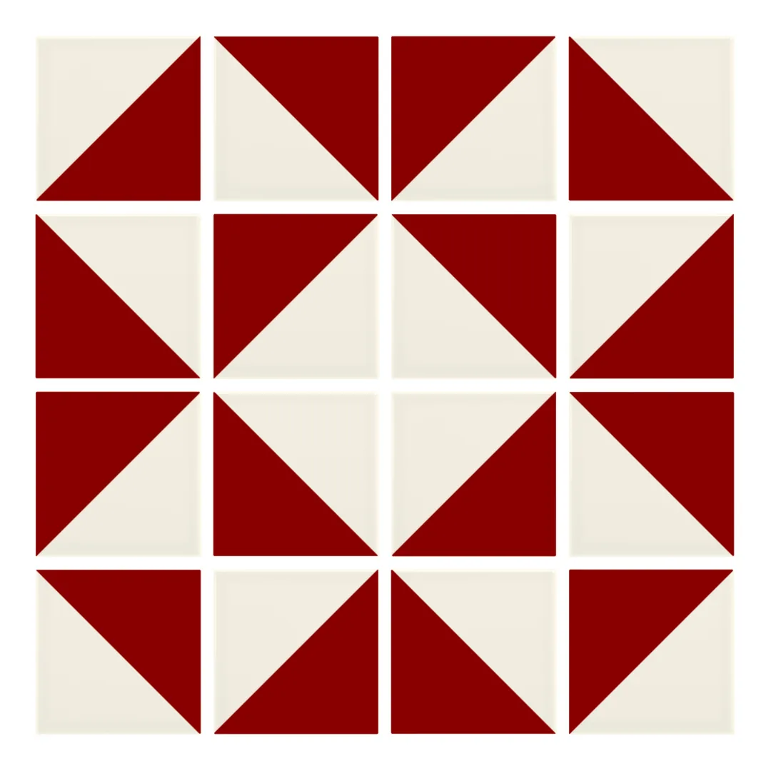 Patrón 3 de colocación de Azulejo Trigone Crema 10x10 Rojo Brillo
