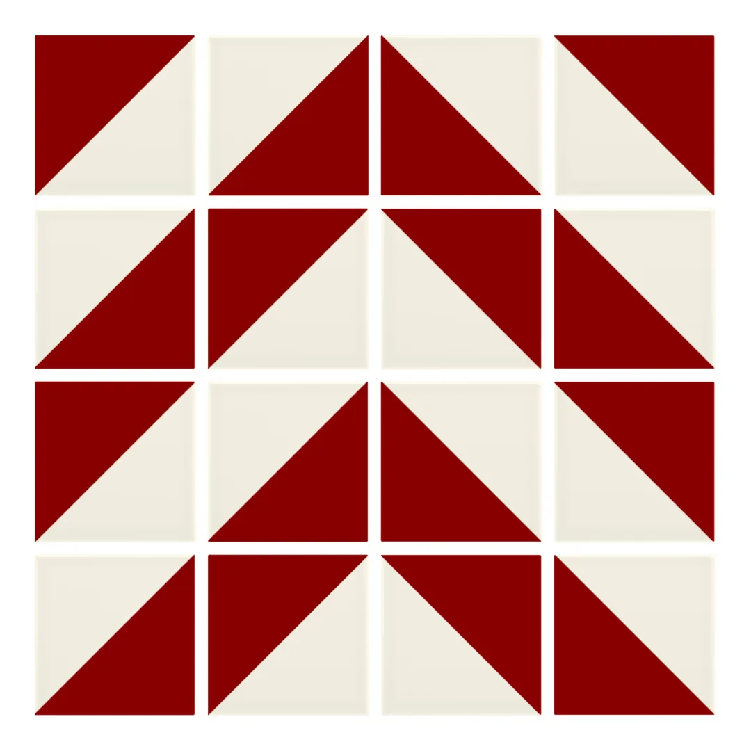 Patrón 4 de colocación de Azulejo Trigone Crema 10x10 Rojo Brillo