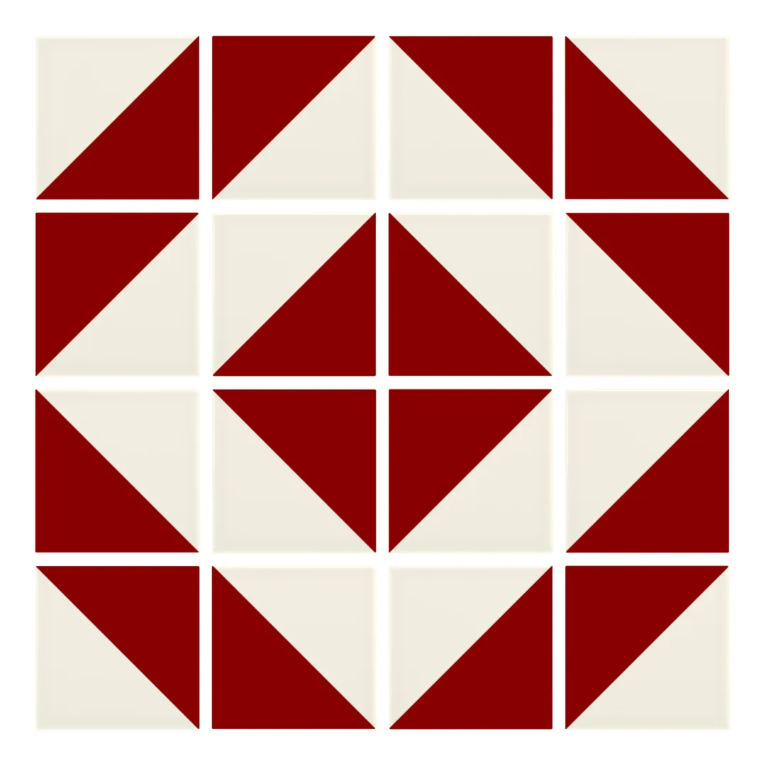 Patrón 5 de colocación de Azulejo Trigone Crema 10x10 Rojo Brillo