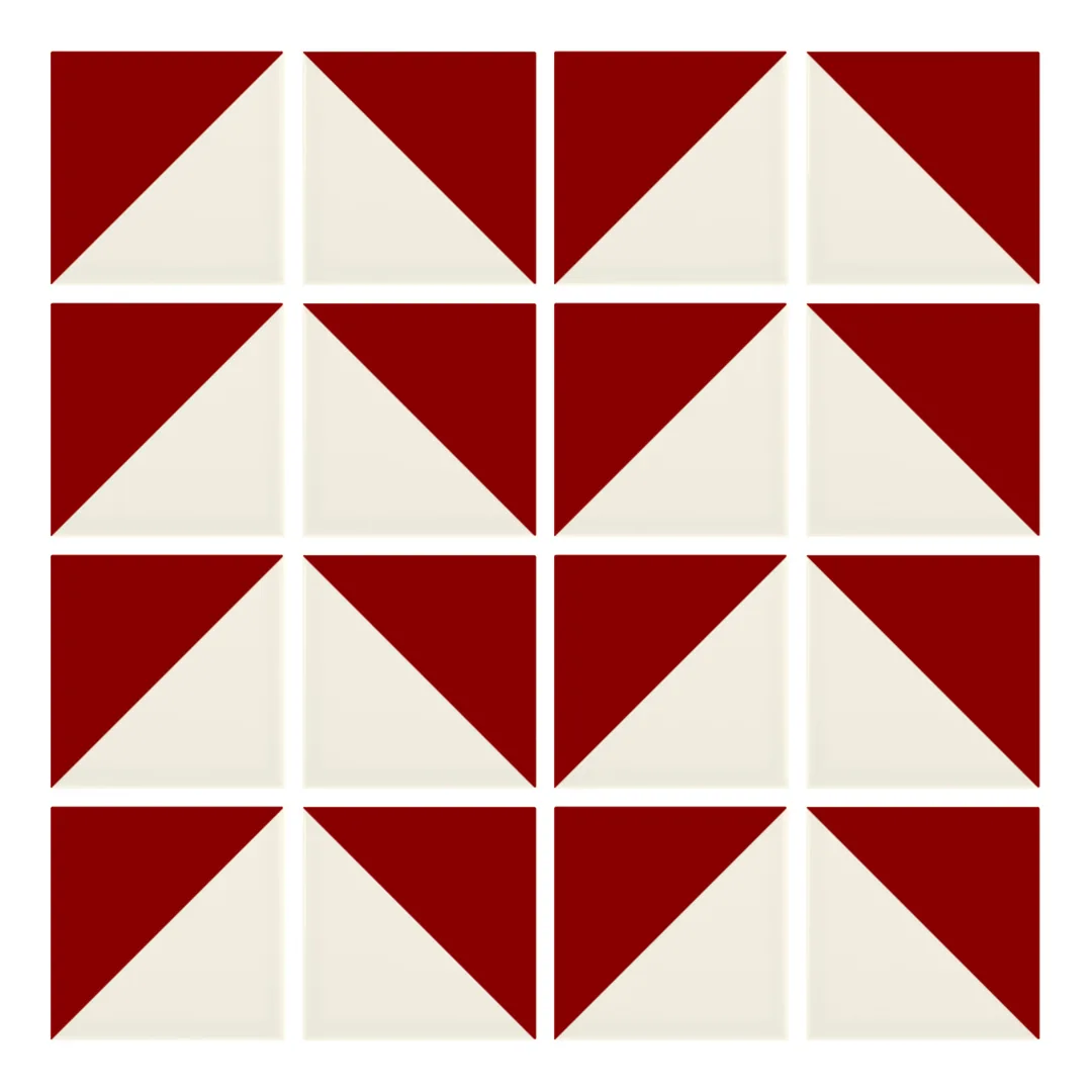 Patrón 6 de colocación de Azulejo Trigone Crema 10x10 Rojo Brillo