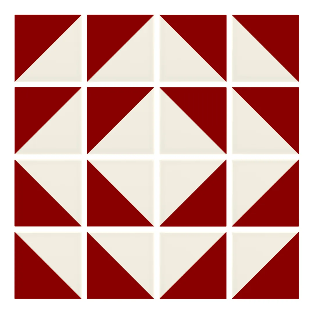 Patrón 7 de colocación de Azulejo Trigone Crema 10x10 Rojo Brillo