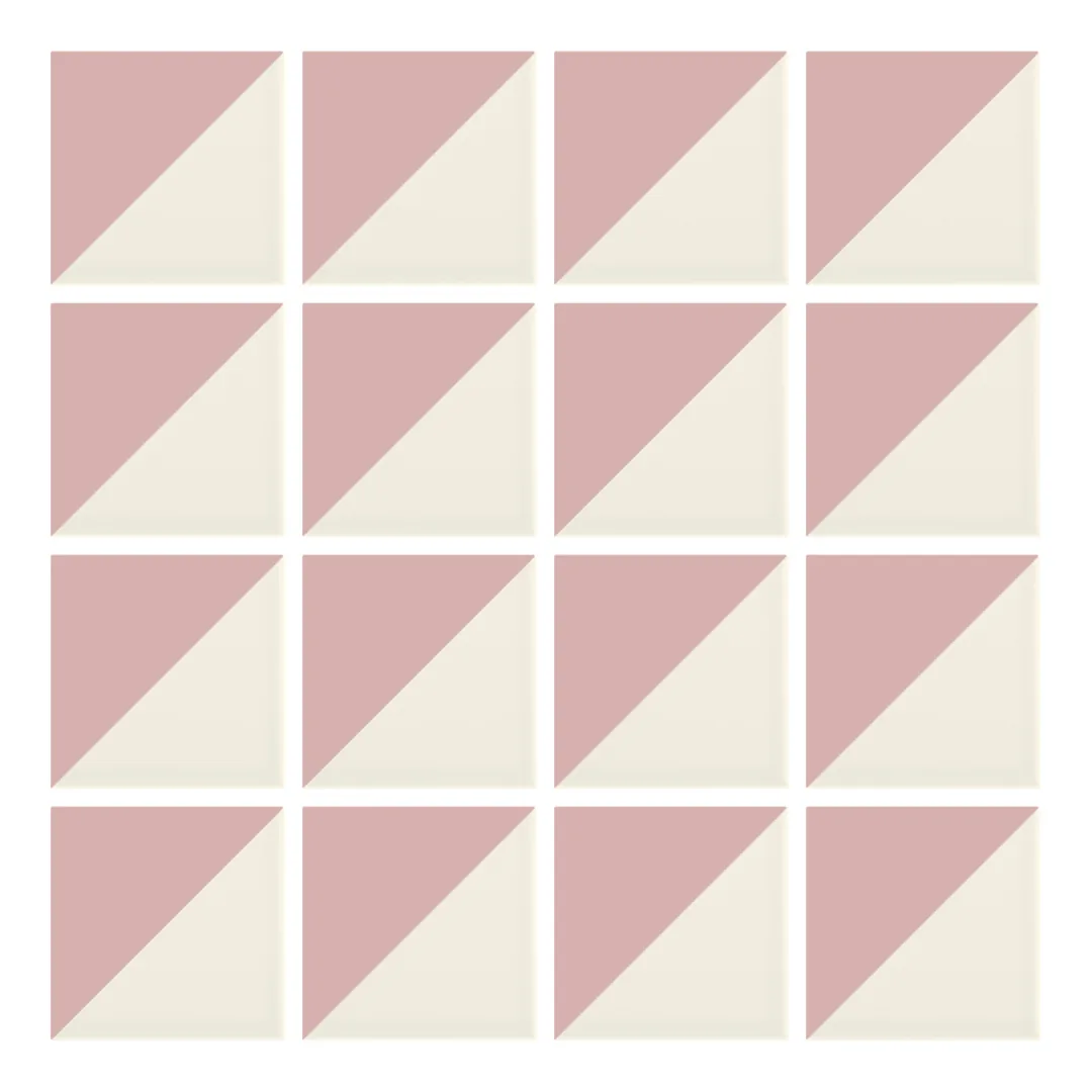 Patrón 1 de colocación de Azulejo Trigone Crema 10x10 Rosa Brillo
