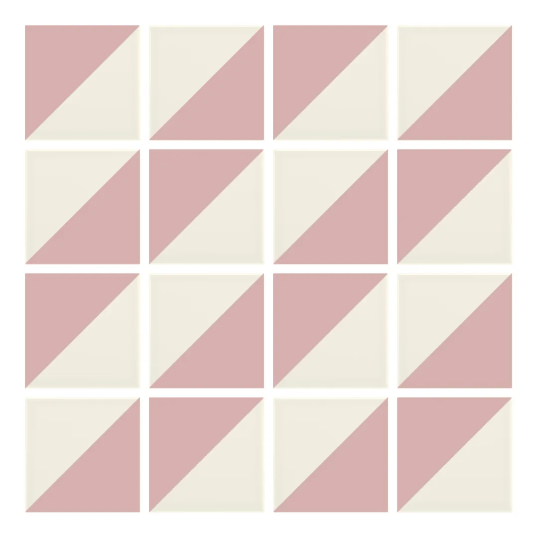 Patrón 2 de colocación de Azulejo Trigone Crema 10x10 Rosa Brillo