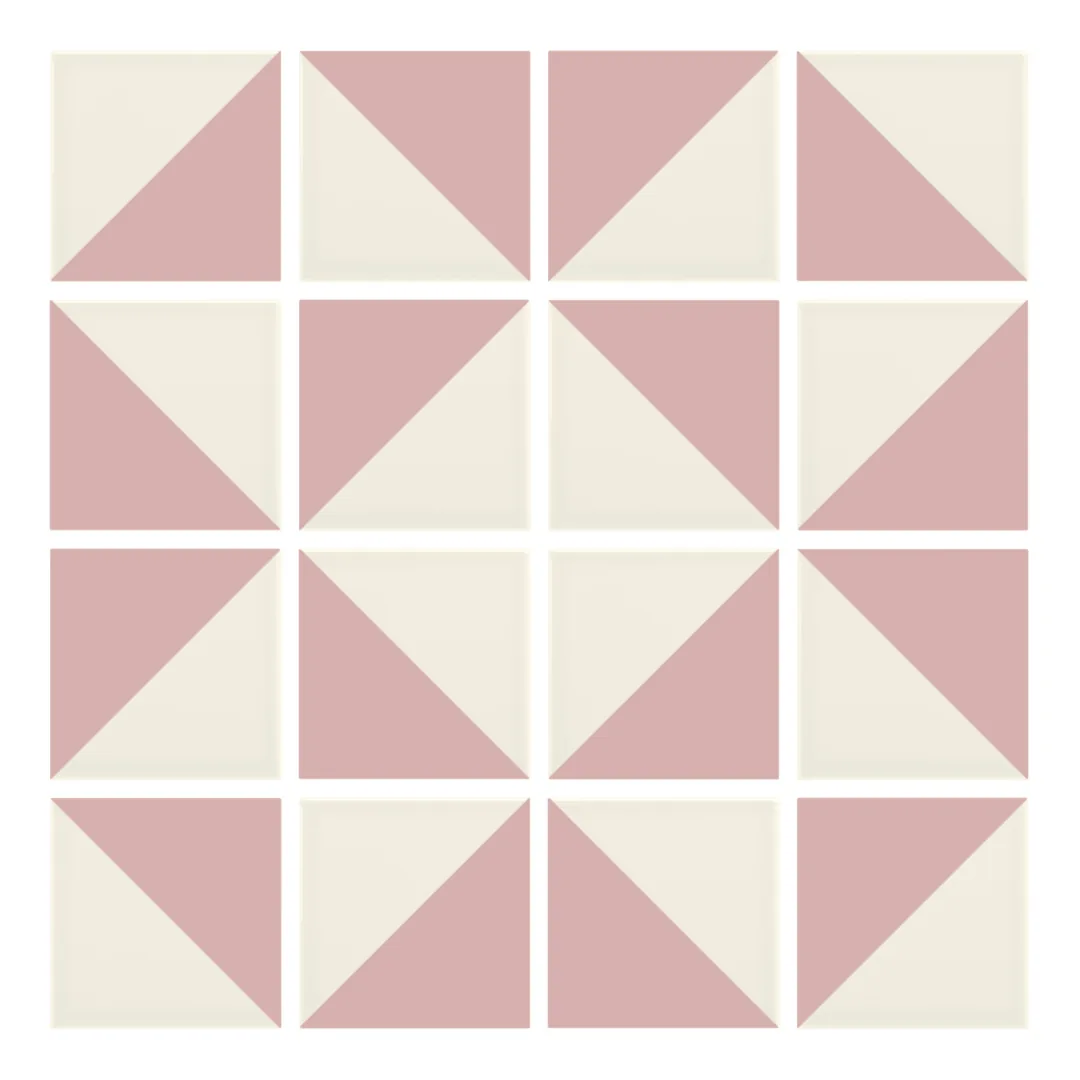 Patrón 3 de colocación de Azulejo Trigone Crema 10x10 Rosa Brillo