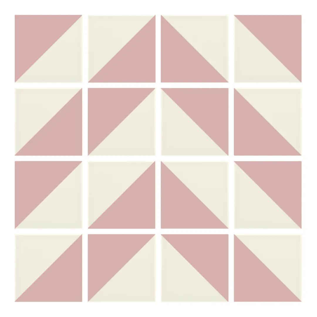 Patrón 4 de colocación de Azulejo Trigone Crema 10x10 Rosa Brillo