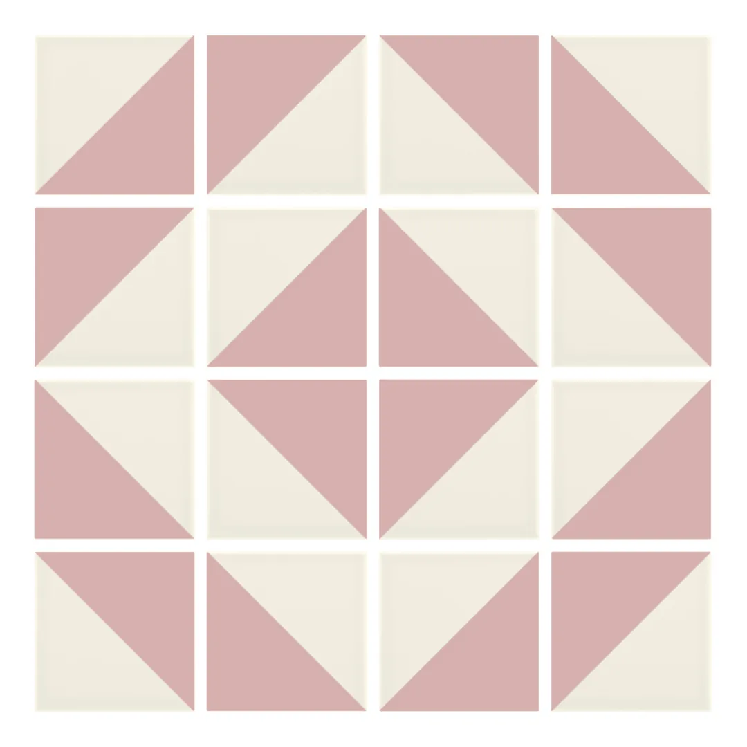 Patrón 5 de colocación de Azulejo Trigone Crema 10x10 Rosa Brillo