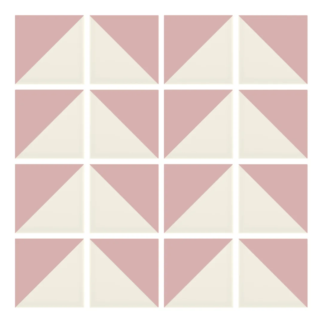 Patrón 6 de colocación de Azulejo Trigone Crema 10x10 Rosa Brillo