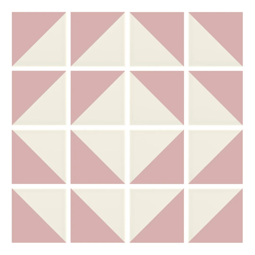 Patrón 7 de colocación de Azulejo Trigone Crema 10x10 Rosa Brillo