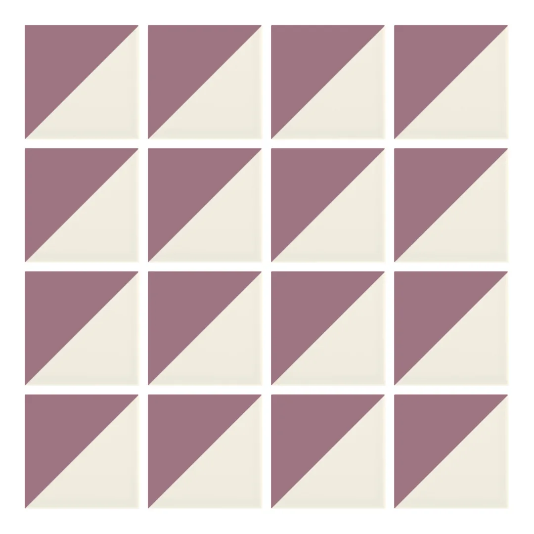 Patrón 1 de colocación de Azulejo Trigone Crema 10x10 Rosa Malva Mate
