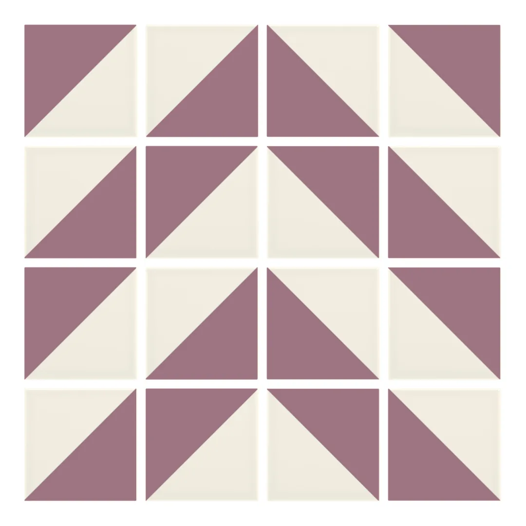 Patrón 4 de colocación de Azulejo Trigone Crema 10x10 Rosa Malva Mate