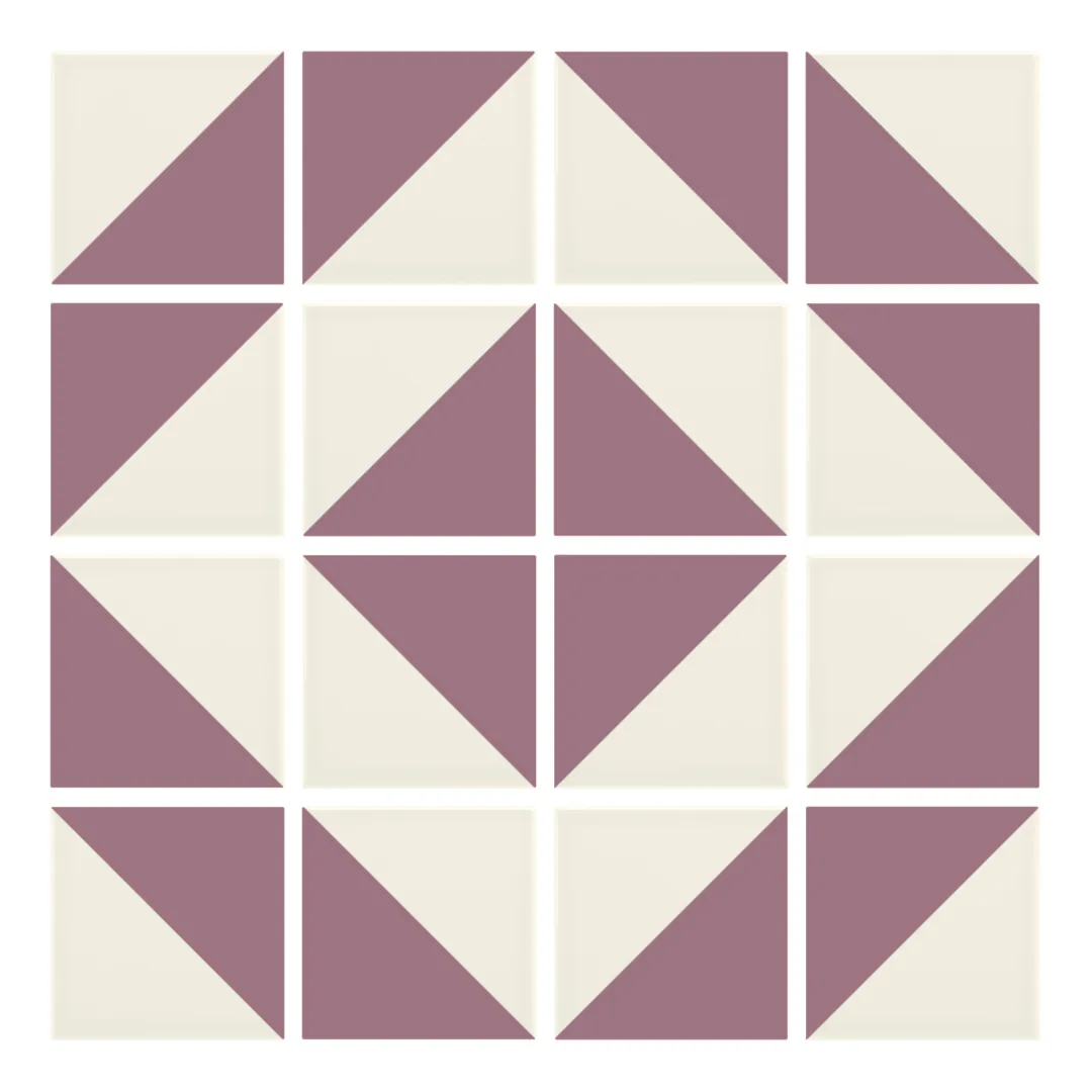 Patrón 5 de colocación de Azulejo Trigone Crema 10x10 Rosa Malva Mate