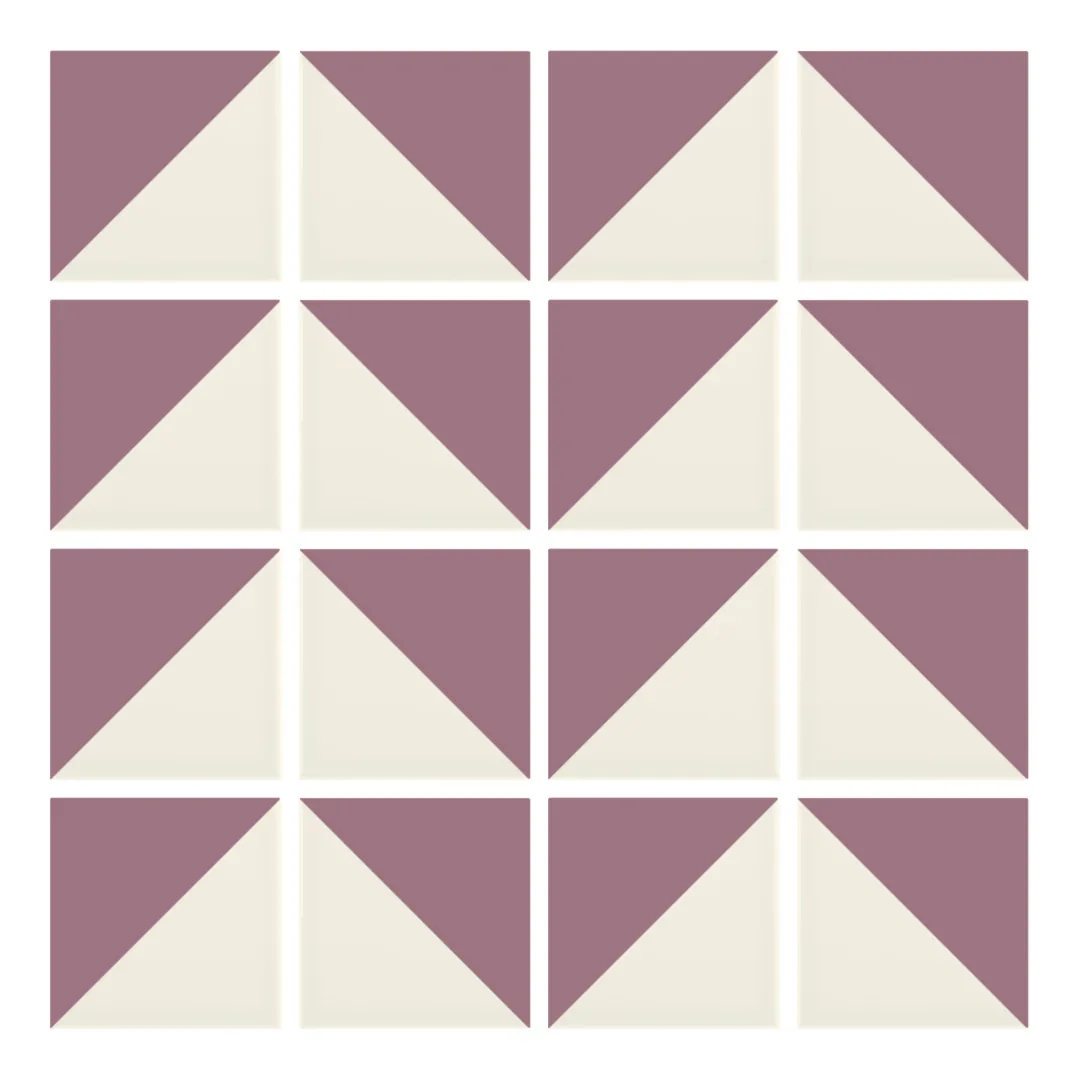 Patrón 6 de colocación de Azulejo Trigone Crema 10x10 Rosa Malva Mate