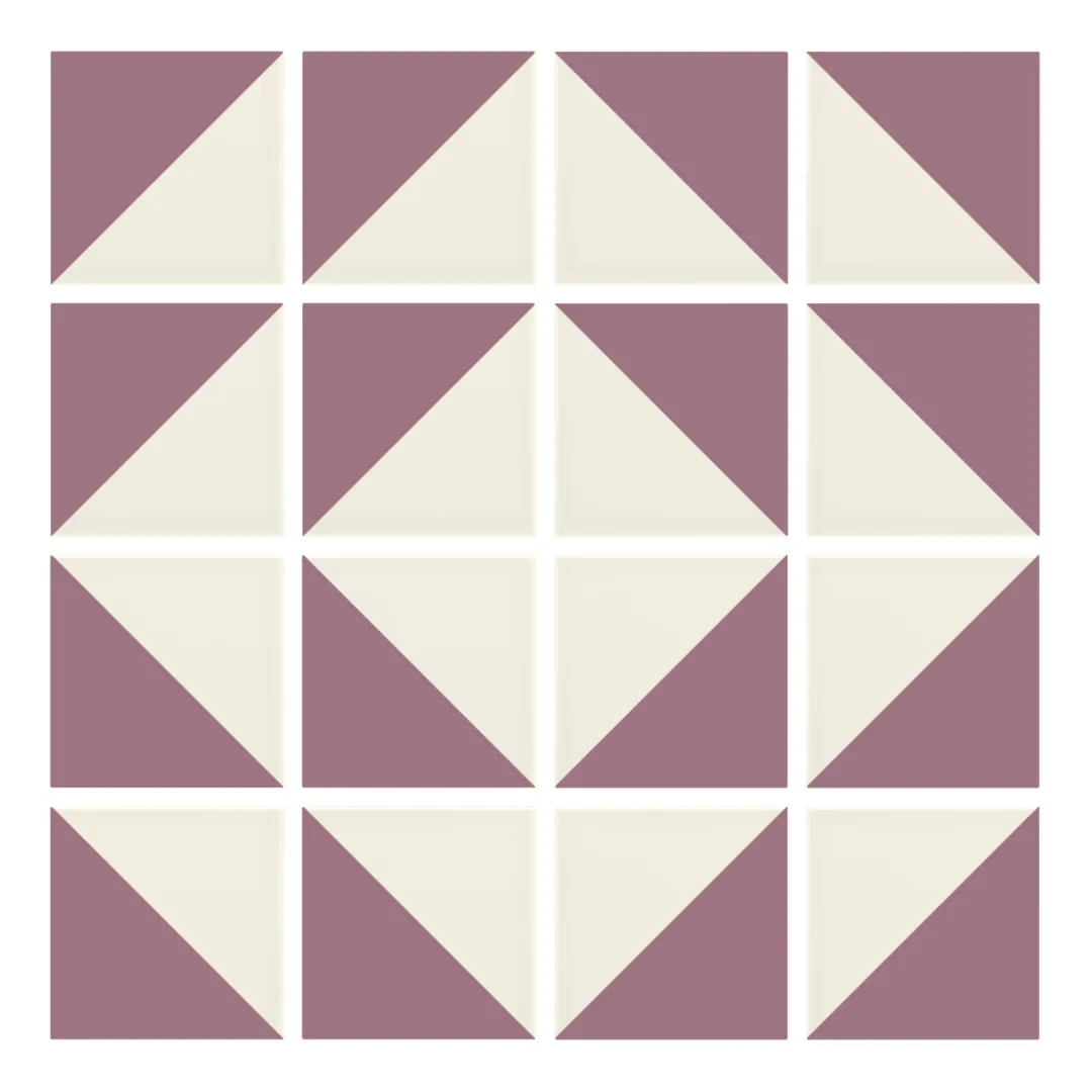 Patrón 7 de colocación de Azulejo Trigone Crema 10x10 Rosa Malva Mate