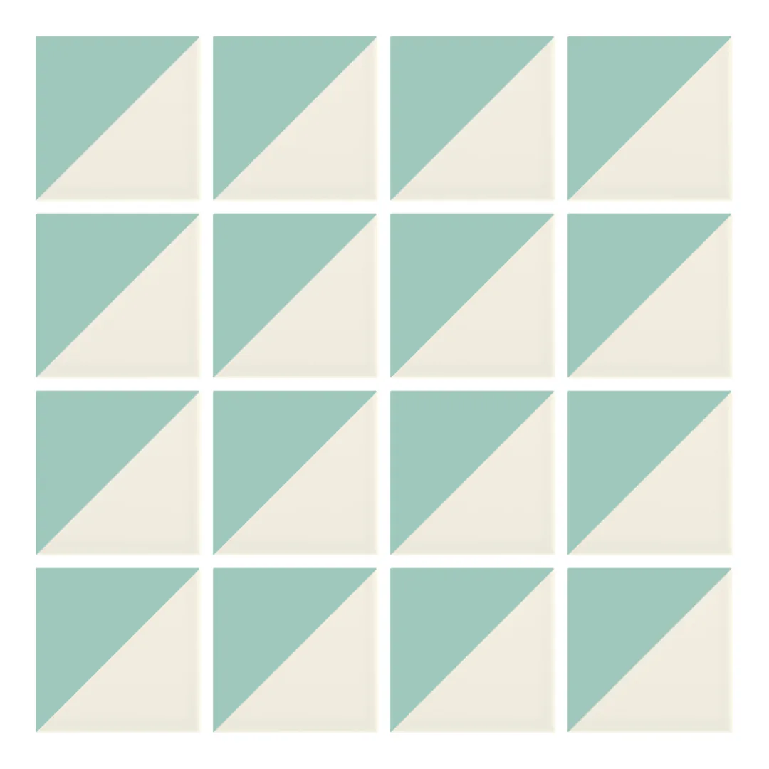 Patrón 1 de colocación de Azulejo Trigone Crema 10x10 Verde Agua Brillo