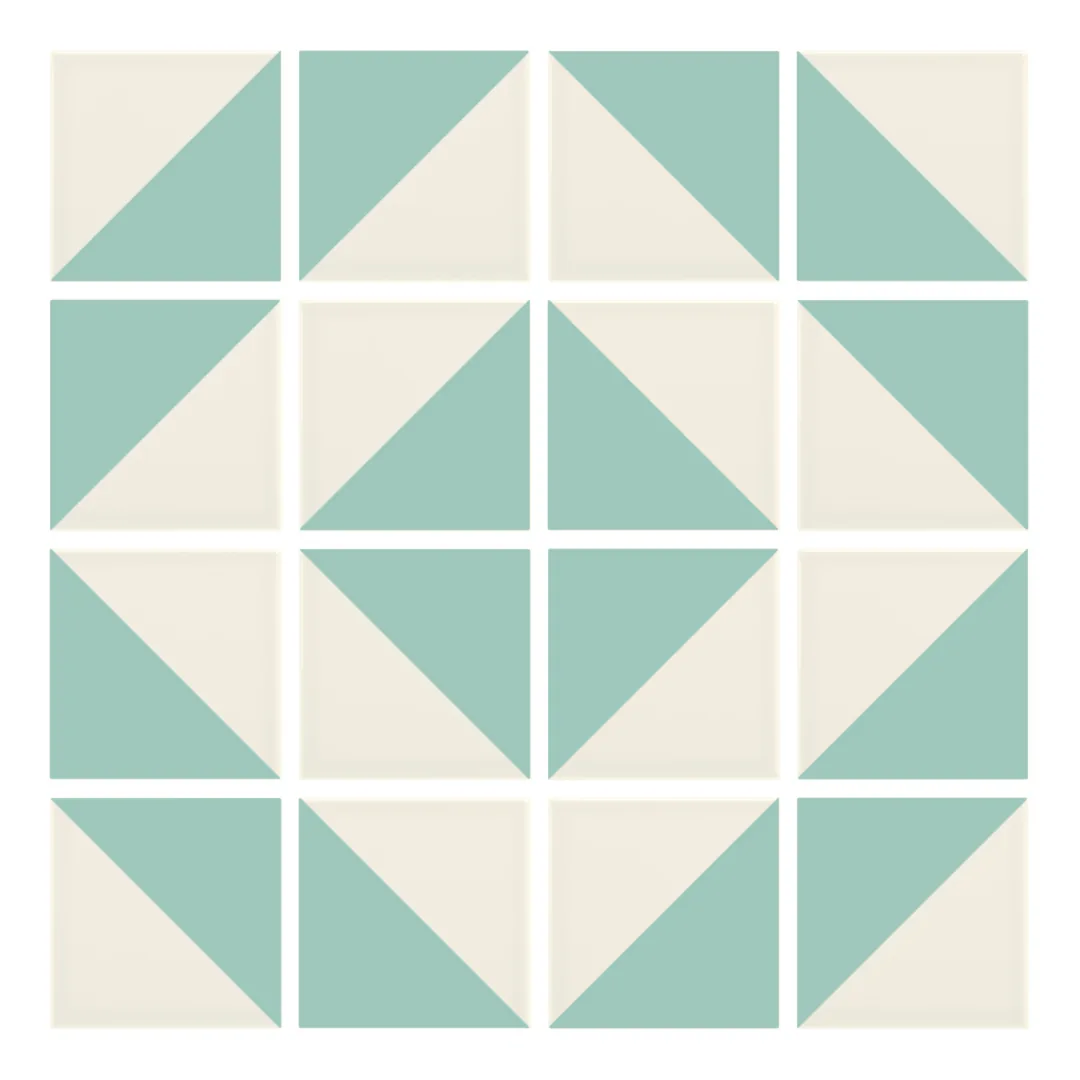 Patrón 5 de colocación de Azulejo Trigone Crema 10x10 Verde Agua Brillo