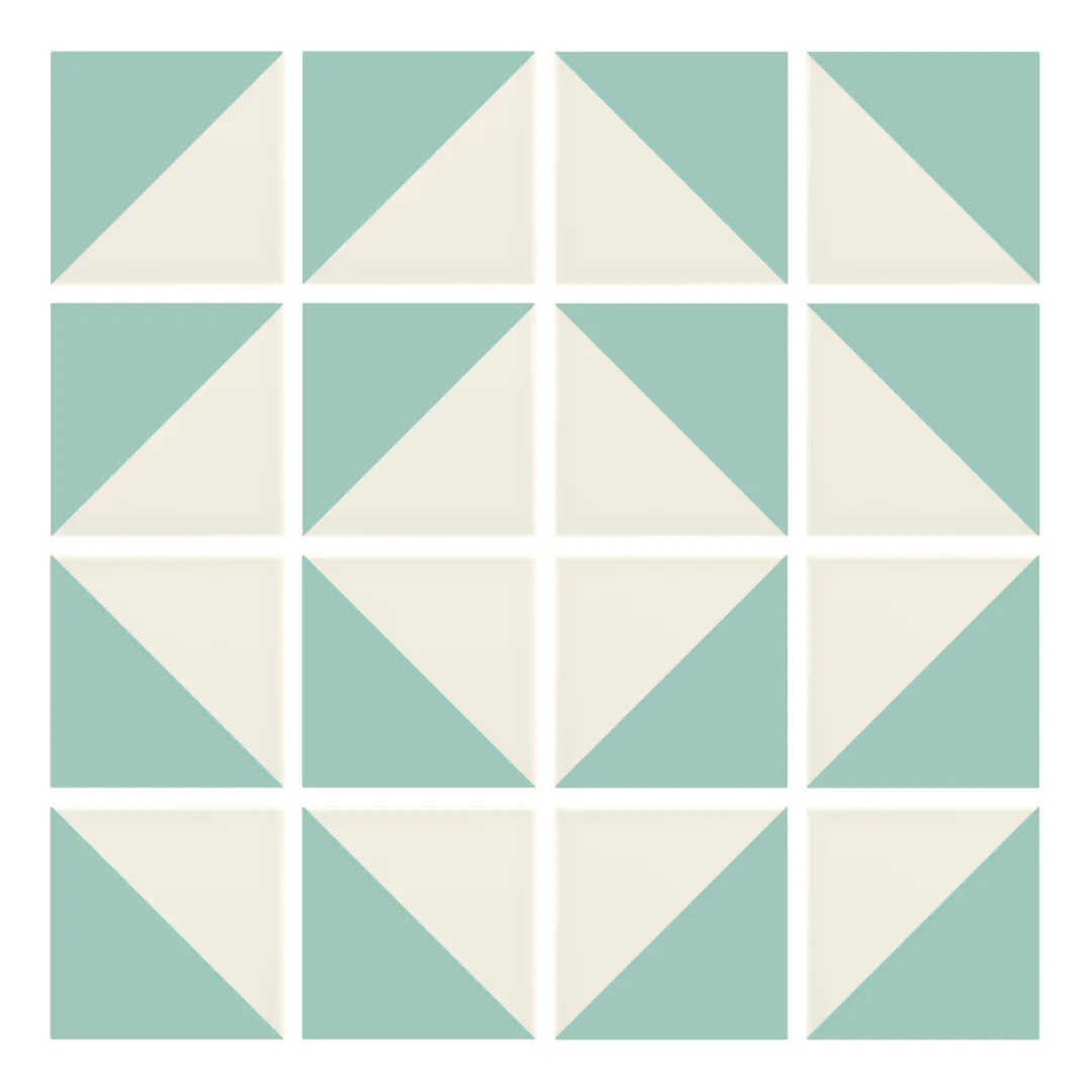 Patrón 7 de colocación de Azulejo Trigone Crema 10x10 Verde Agua Brillo