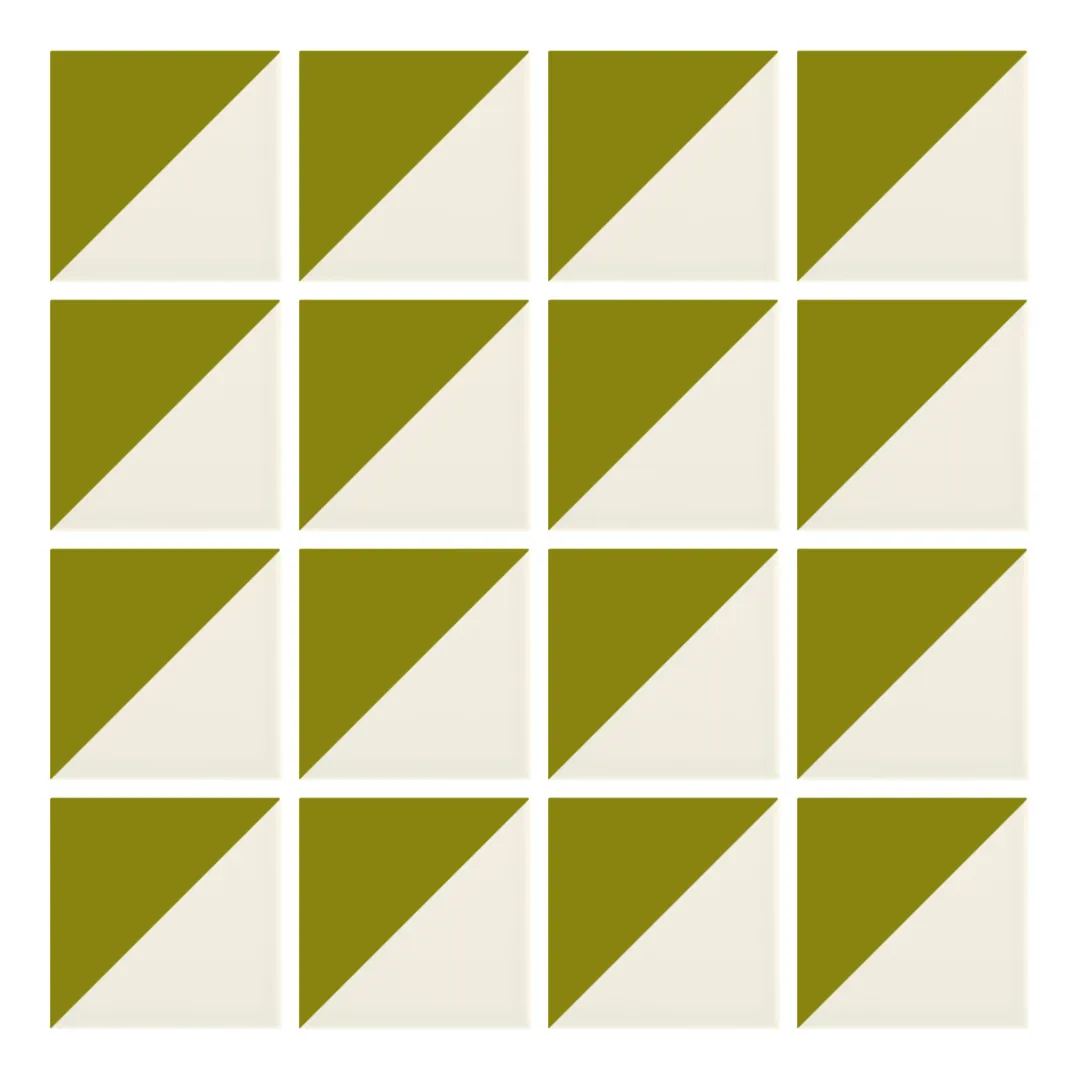Patrón 1 de colocación de Azulejo Trigone Crema 10x10 Verde Aguacate Brillo