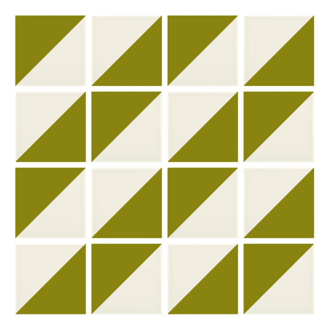 Patrón 2 de colocación de Azulejo Trigone Crema 10x10 Verde Aguacate Brillo
