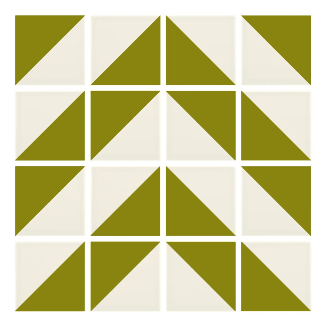 Patrón 4 de colocación de Azulejo Trigone Crema 10x10 Verde Aguacate Brillo