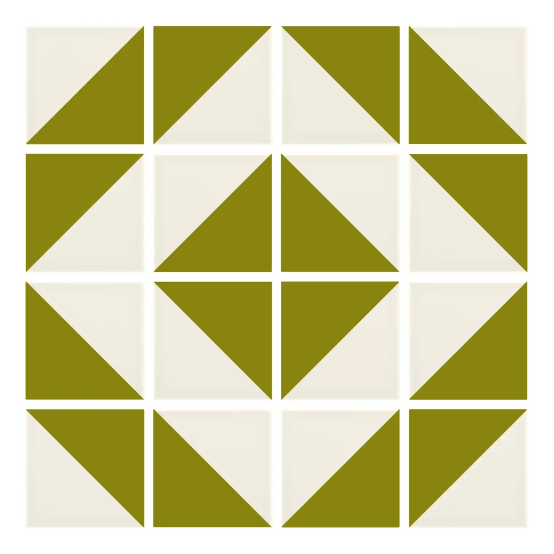 Patrón 5 de colocación de Azulejo Trigone Crema 10x10 Verde Aguacate Brillo
