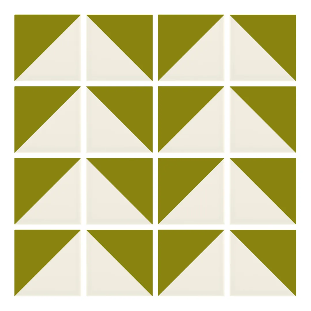 Patrón 6 de colocación de Azulejo Trigone Crema 10x10 Verde Aguacate Brillo