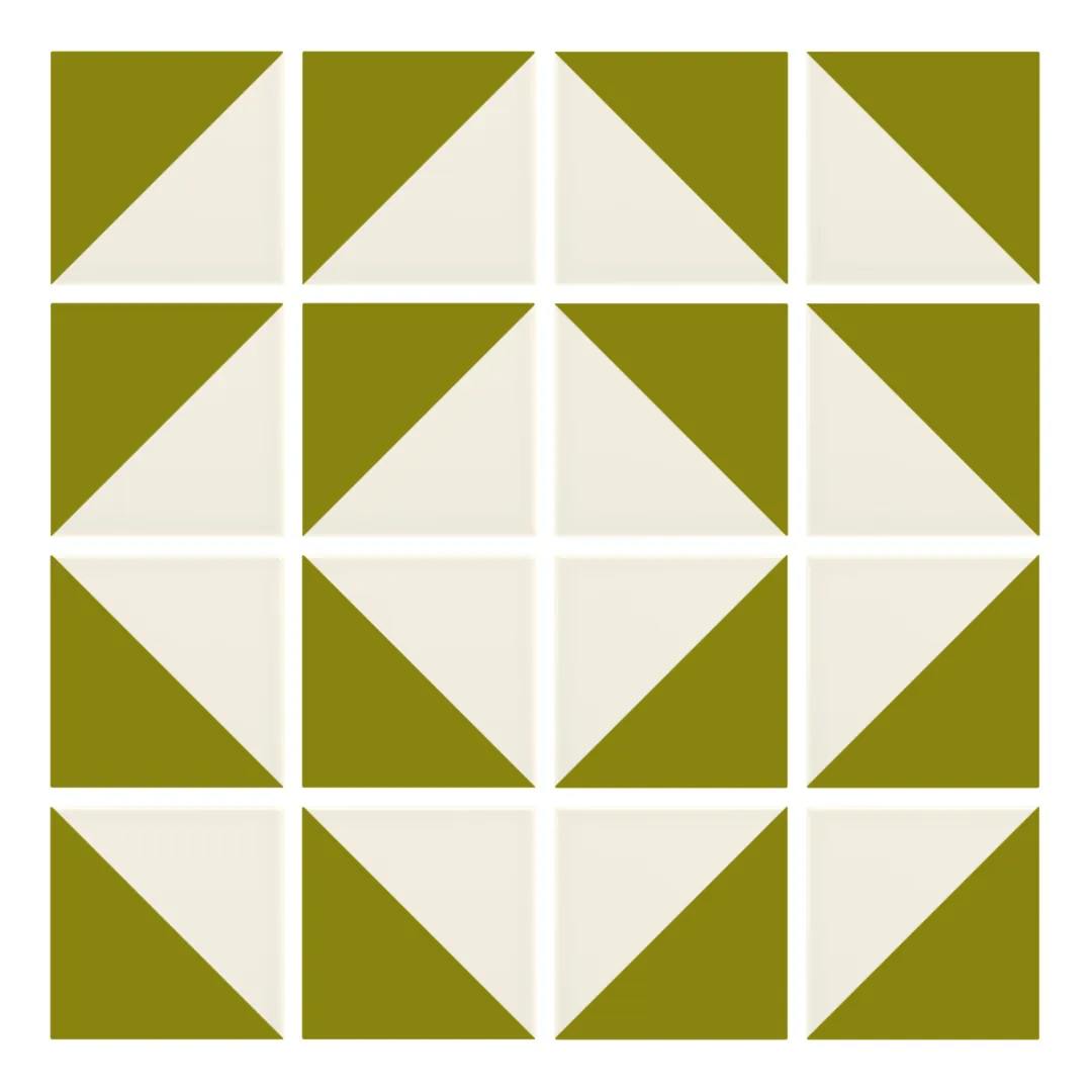 Patrón 7 de colocación de Azulejo Trigone Crema 10x10 Verde Aguacate Brillo