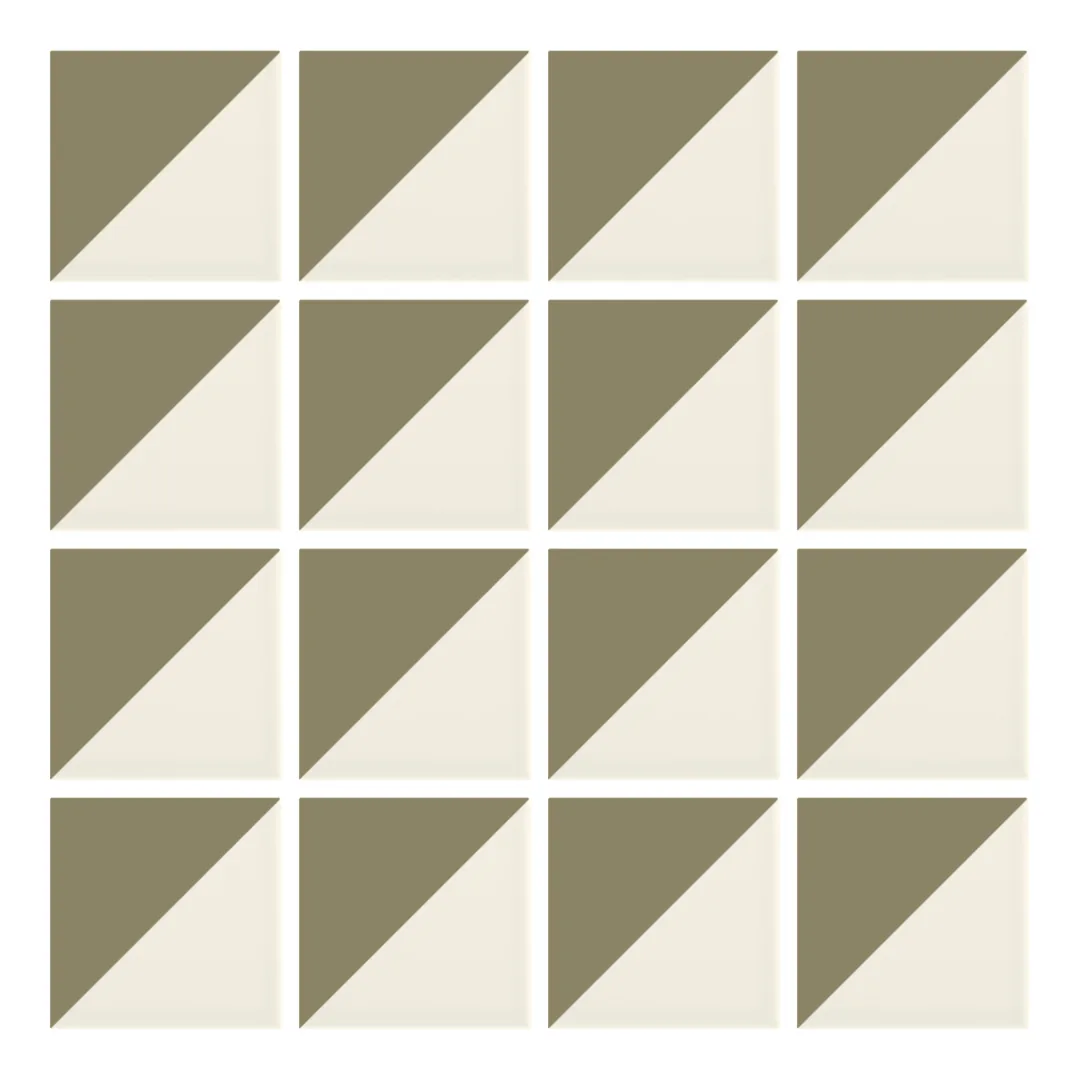 Patrón 1 de colocación de Azulejo Trigone Crema 10x10 Verde Brillo