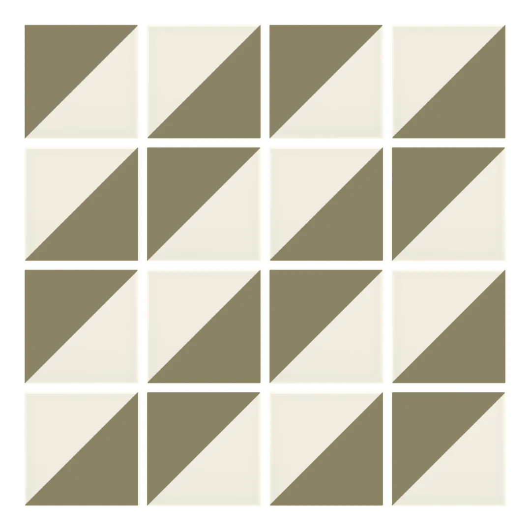 Patrón 2 de colocación de Azulejo Trigone Crema 10x10 Verde Brillo