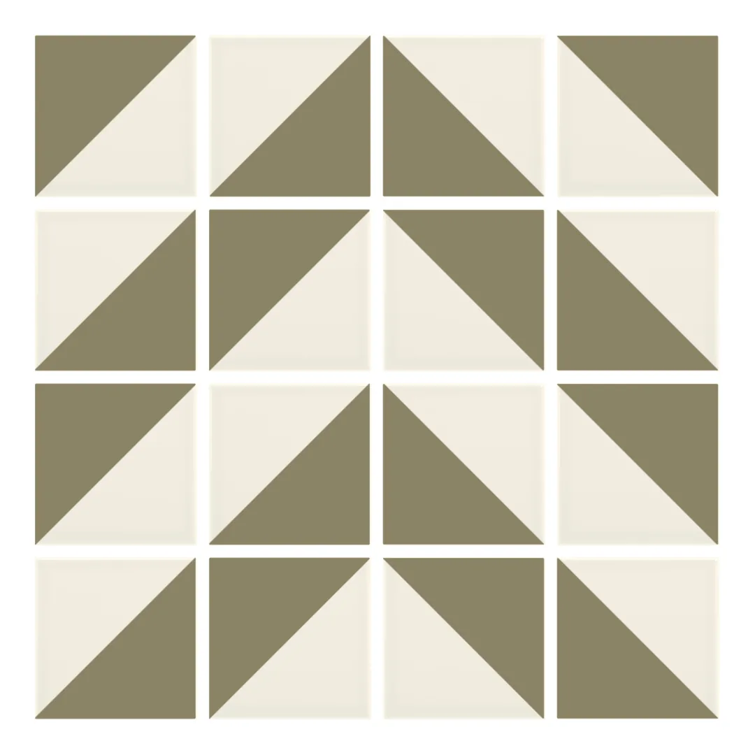 Patrón 4 de colocación de Azulejo Trigone Crema 10x10 Verde Brillo