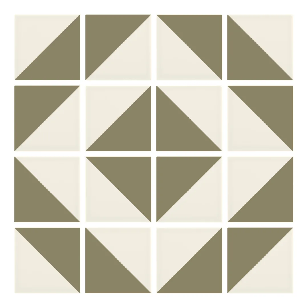 Patrón 5 de colocación de Azulejo Trigone Crema 10x10 Verde Brillo