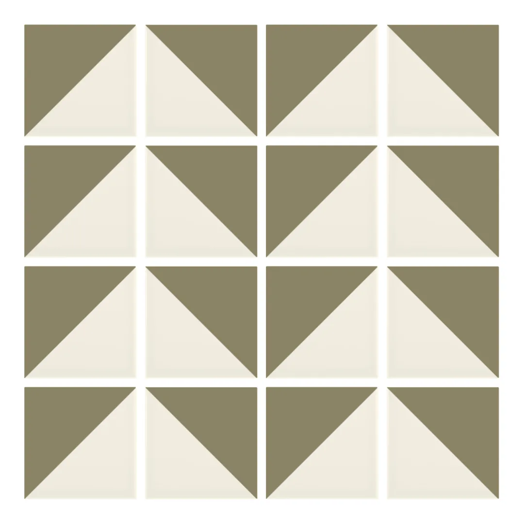 Patrón 6 de colocación de Azulejo Trigone Crema 10x10 Verde Brillo