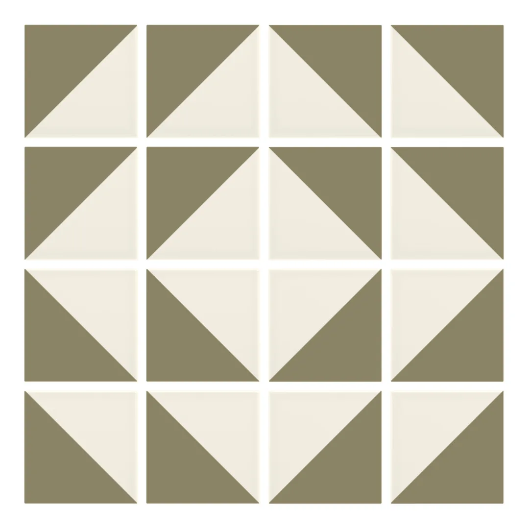 Patrón 7 de colocación de Azulejo Trigone Crema 10x10 Verde Brillo