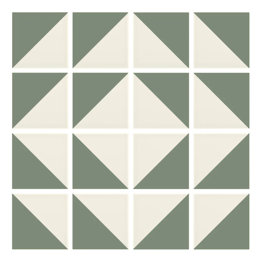 Patrón 7 de colocación de Azulejo Trigone Crema 10x10 Verde Caqui Mate