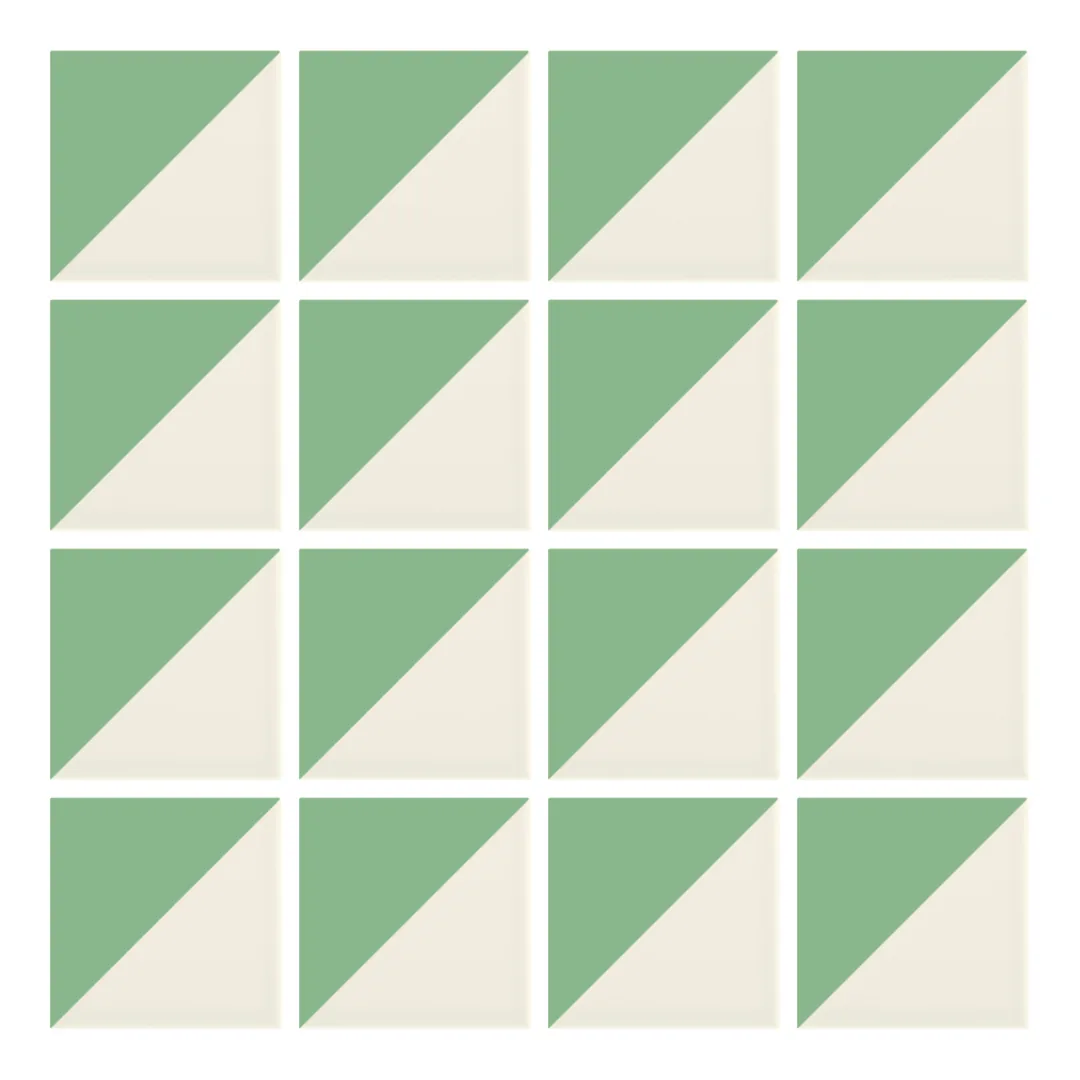 Patrón 1 de colocación de Azulejo Trigone Crema 10x10 Verde Claro Brillo