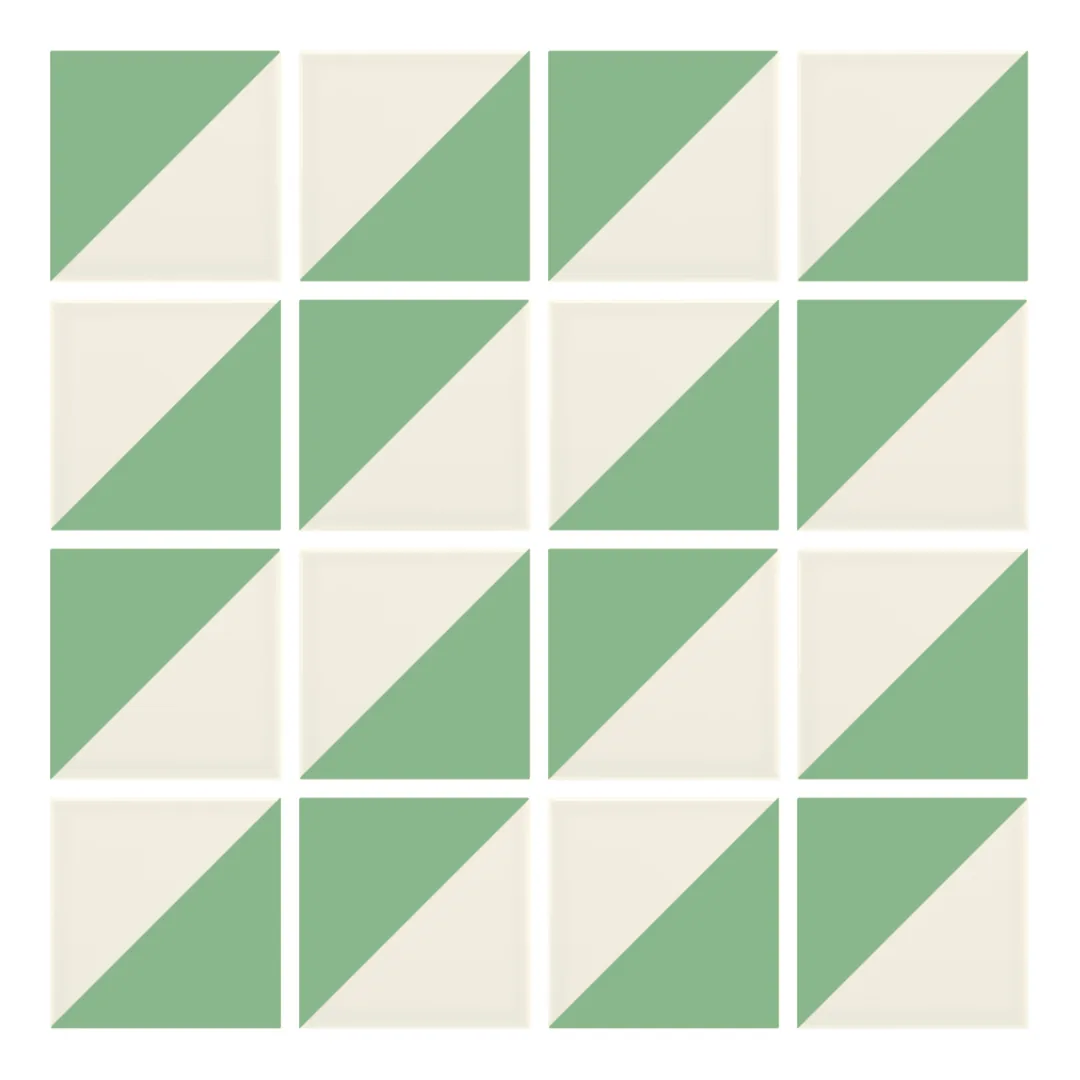 Patrón 2 de colocación de Azulejo Trigone Crema 10x10 Verde Claro Brillo