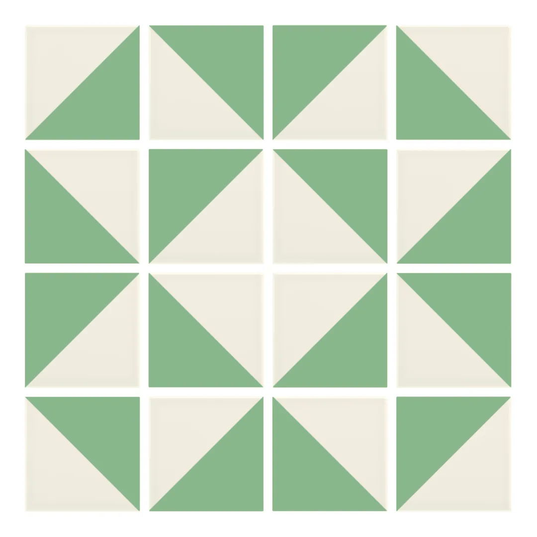 Patrón 3 de colocación de Azulejo Trigone Crema 10x10 Verde Claro Brillo